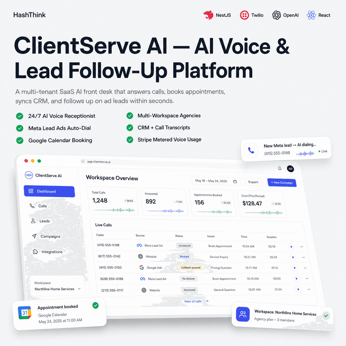 ClientServe AI — AI Voice & Lead Follow-Up Platform